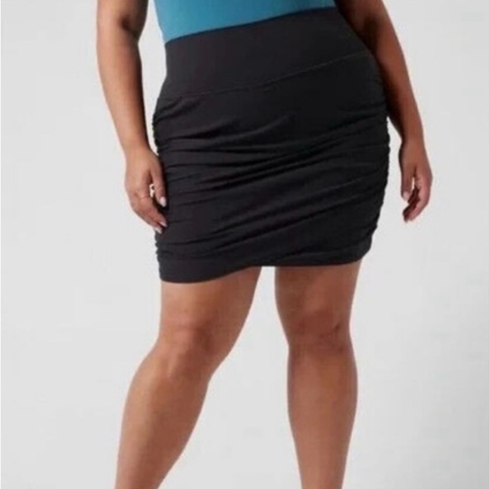 Athleta Transcend Skort 3X Black High Rise Ruched Mini Skirt